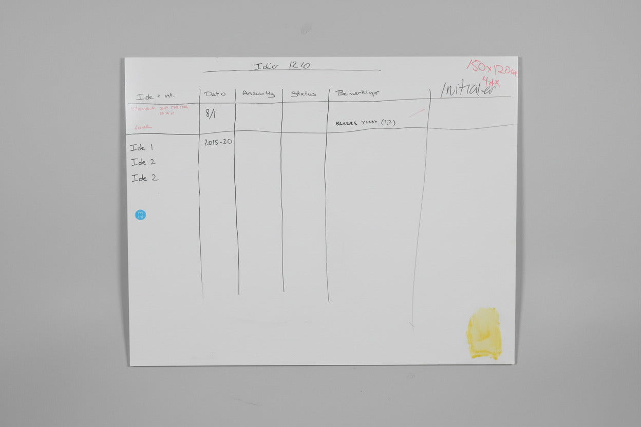 Lintex hvidt magnetisk whiteboard med beslag set forfra